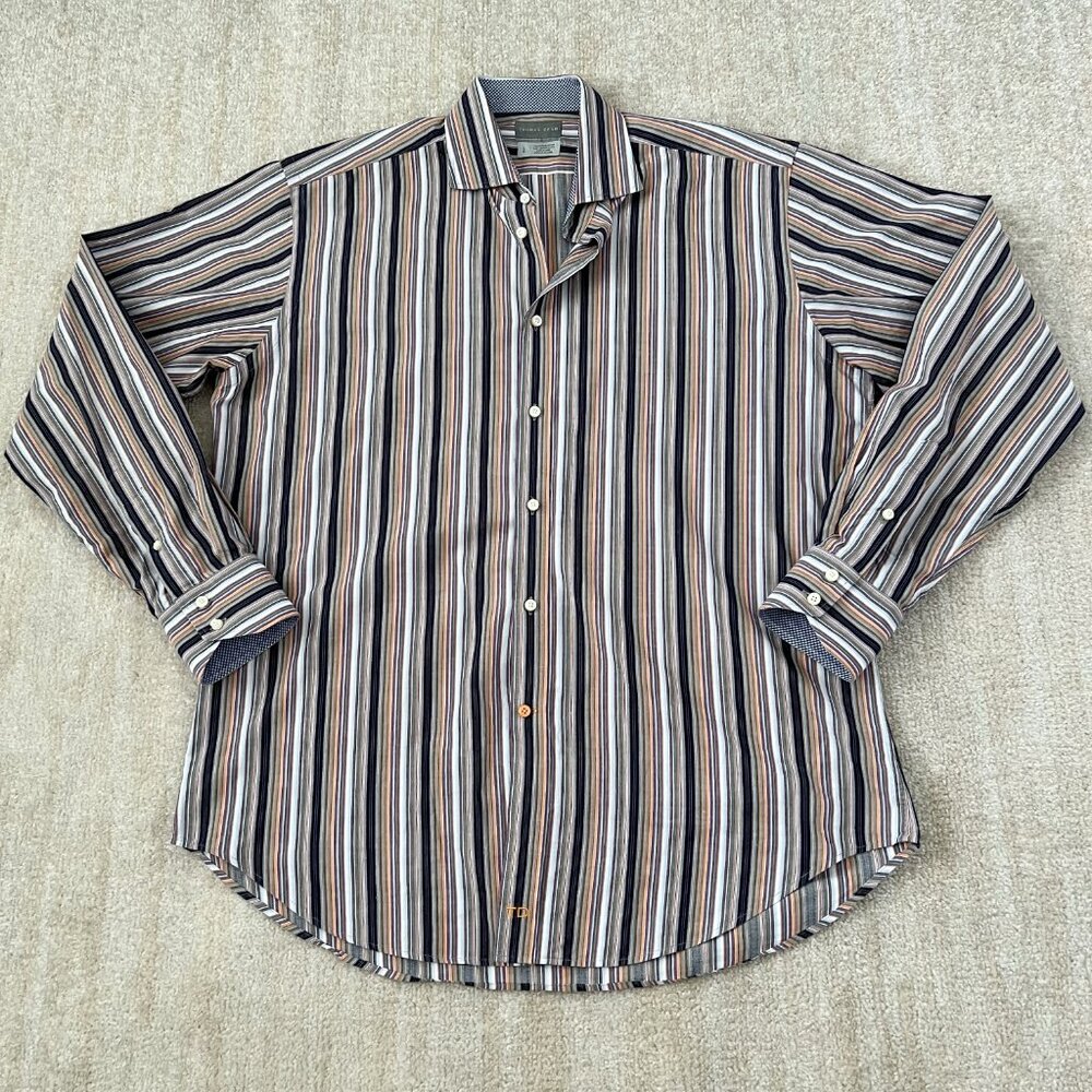 3 for $6 Thomas Dean Stripe Button Down Shirt L